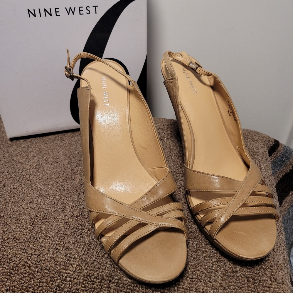 Nine West, 9 1/2 M, Tan Strappy Heels